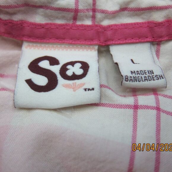 📦 SO Pink plaid button down shirt top Pre-owned - Picture 3 of 5